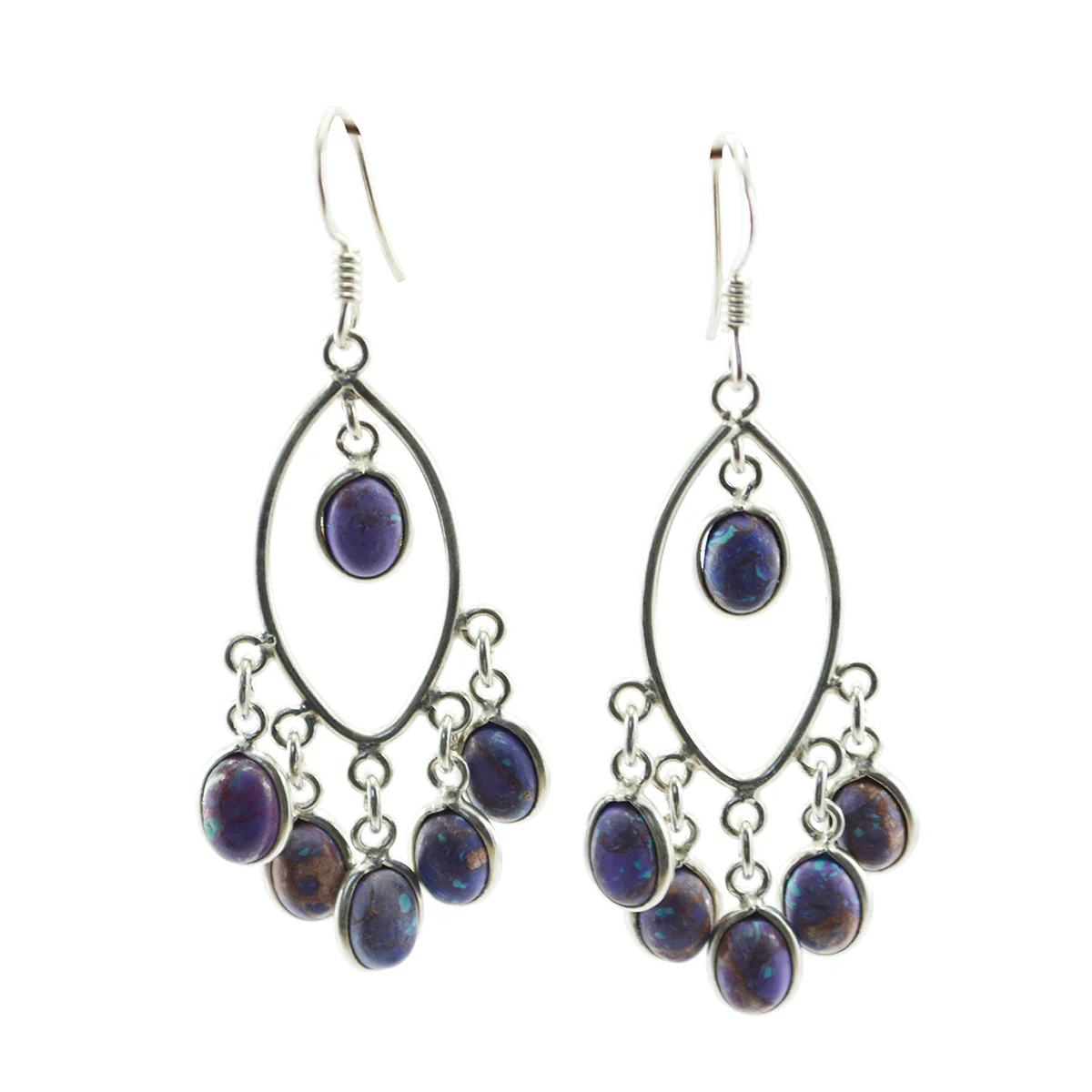 Turquoise Middle Eastern Aurora multiple Dangle Blue Silver Earring