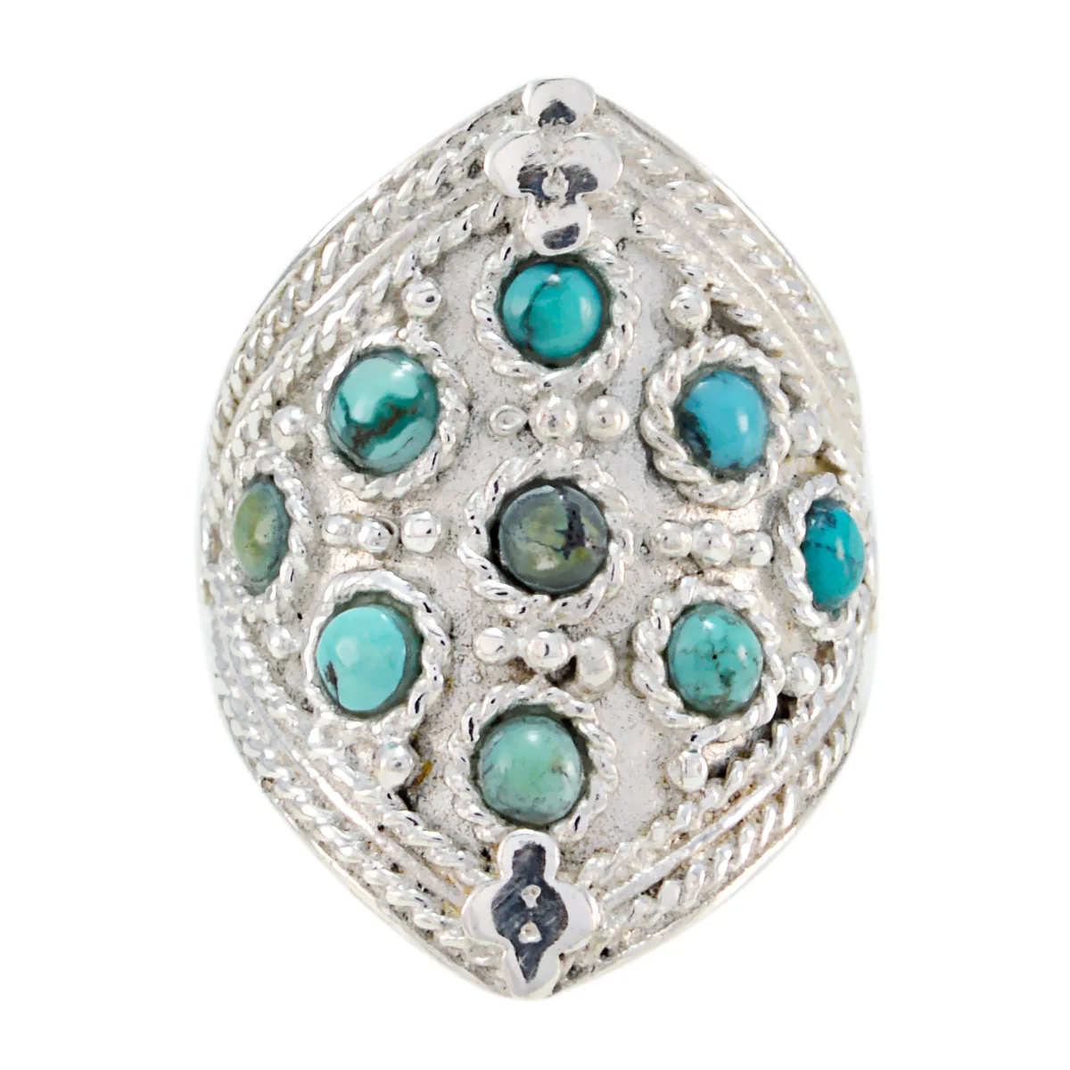 Turquoise multiple Russian Sterling Silver Blue Gemstone Essential  Heritage Ring Jewelry