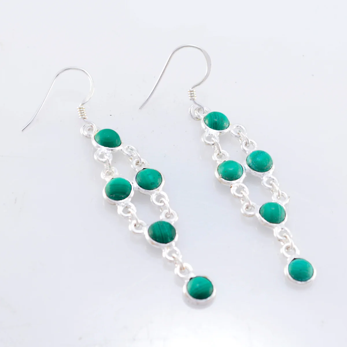 Turquoise Russian Camilla multiple Dangle Blue Silver Earring - Image 3