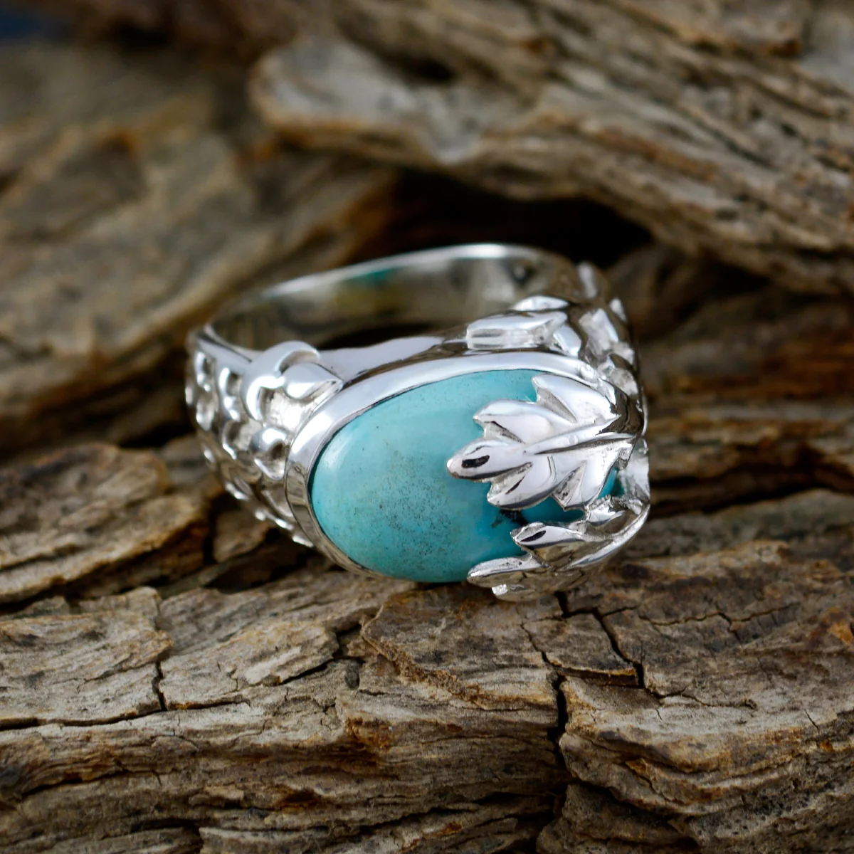 Turquoise Solitaire African 925 Silver Blue Gemstones Versatile Cultural Ring Jewelry - Image 4