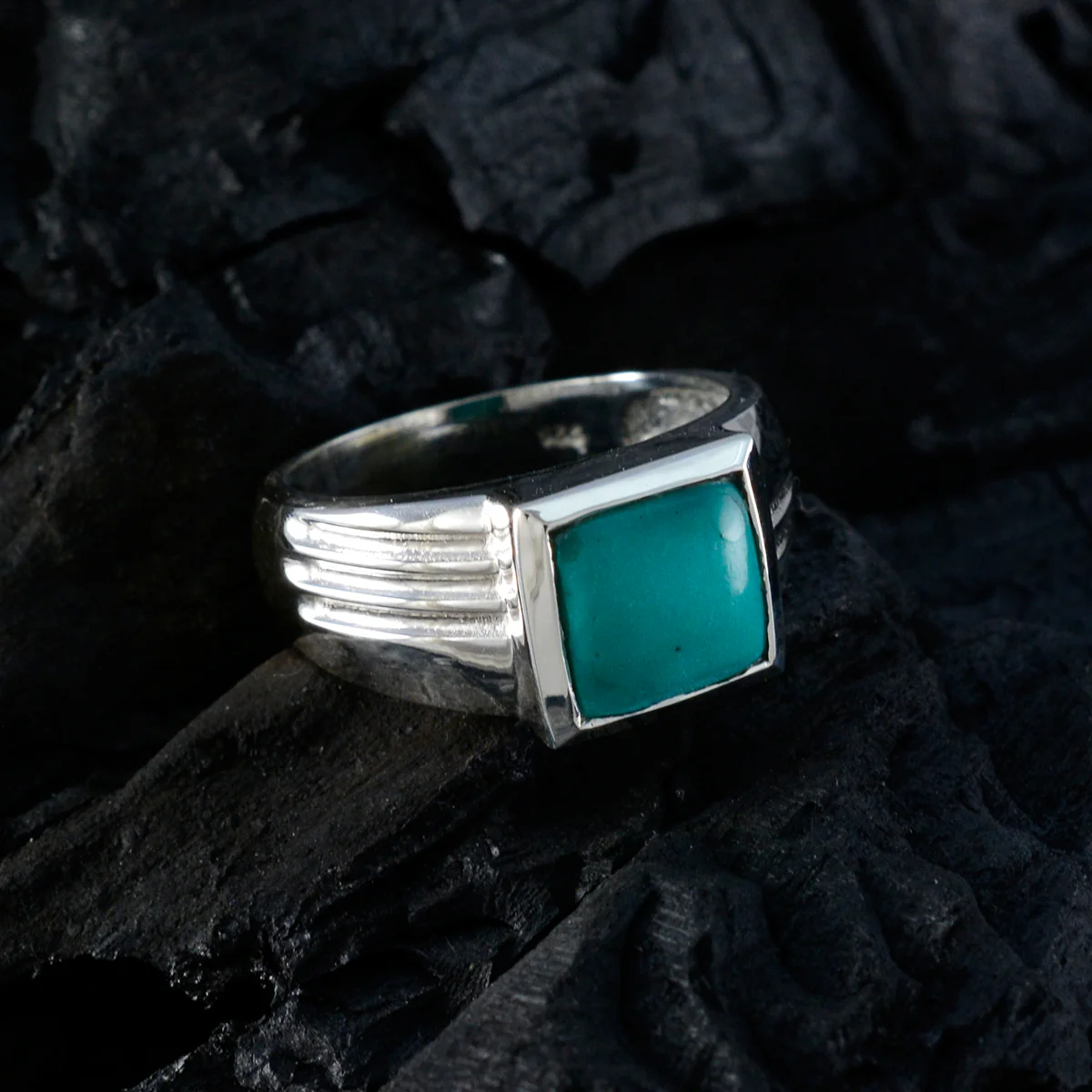 Turquoise Solitaire African Sterling Silver Blue Gems Classic Sophisticated Ring Jewellery - Image 4