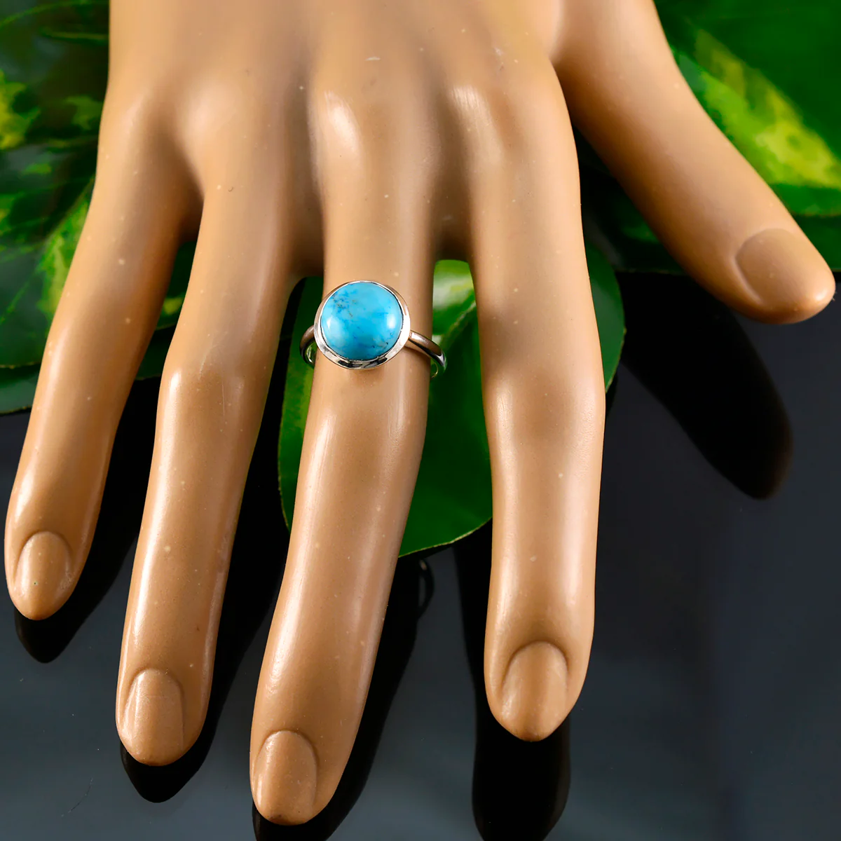 Turquoise Solitaire Egyptian 92.5 Silver Blue Gems Tiny Graceful Ring Jewellery - Image 5