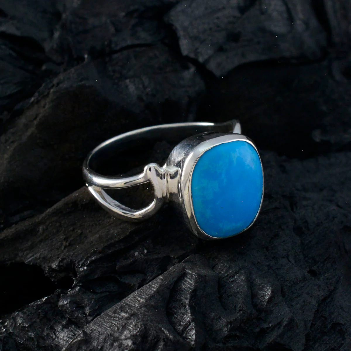Turquoise Solitaire Egyptian 925 Sterling Silver Blue Gemstone Minimal Fairytale Ring Jewelry - Image 4