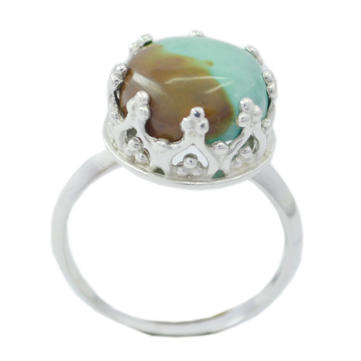 Turquoise Solitaire Egyptian Silver Blue Gems Classic Art Deco Ring Jewellery
