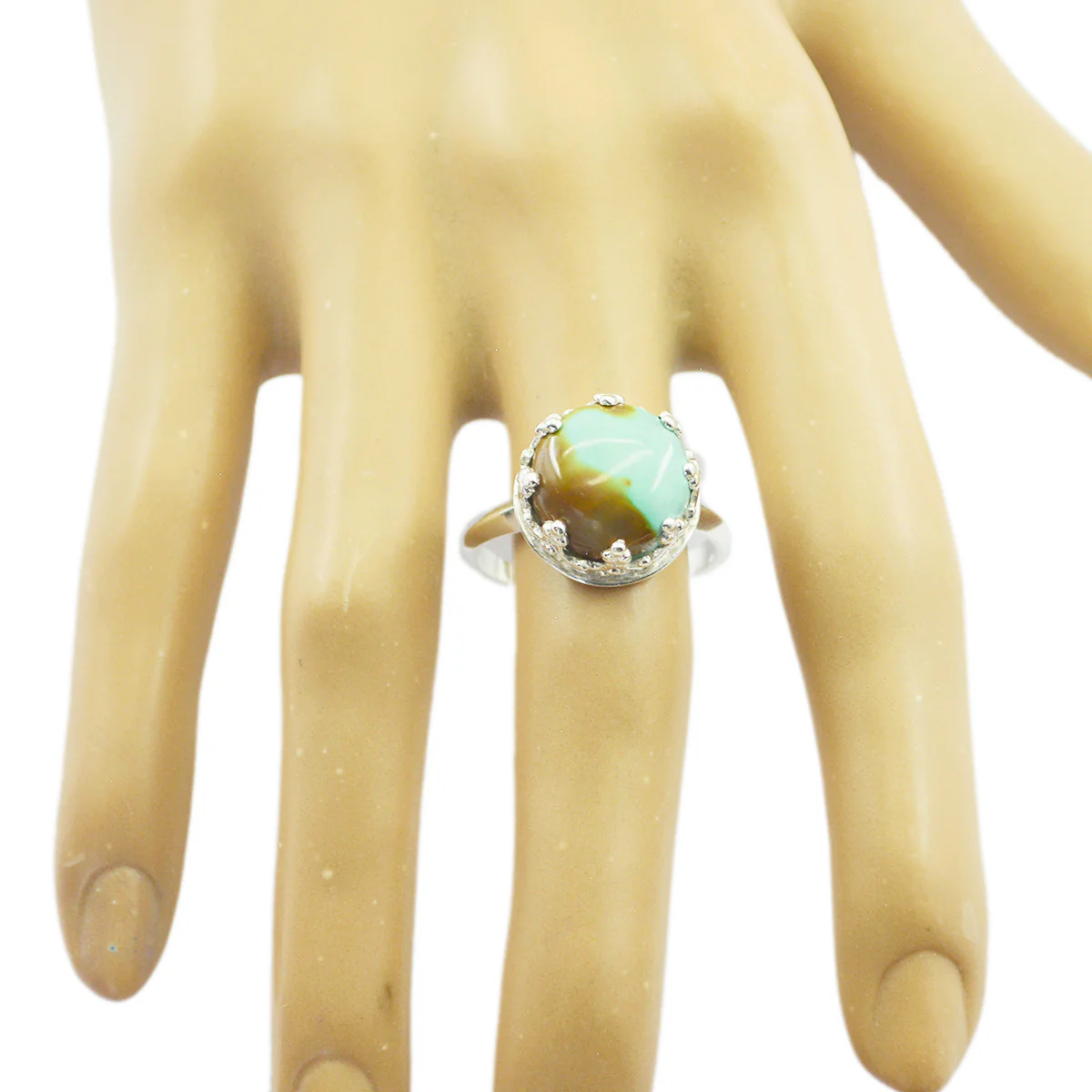 Turquoise Solitaire Egyptian Silver Blue Gems Classic Art Deco Ring Jewellery - Image 2