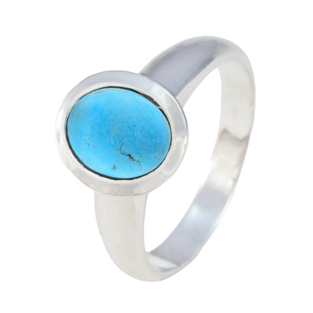 Turquoise Solitaire French 92.5 Silver Blue Gems Classic Sophisticated Ring Jewellery - Image 2