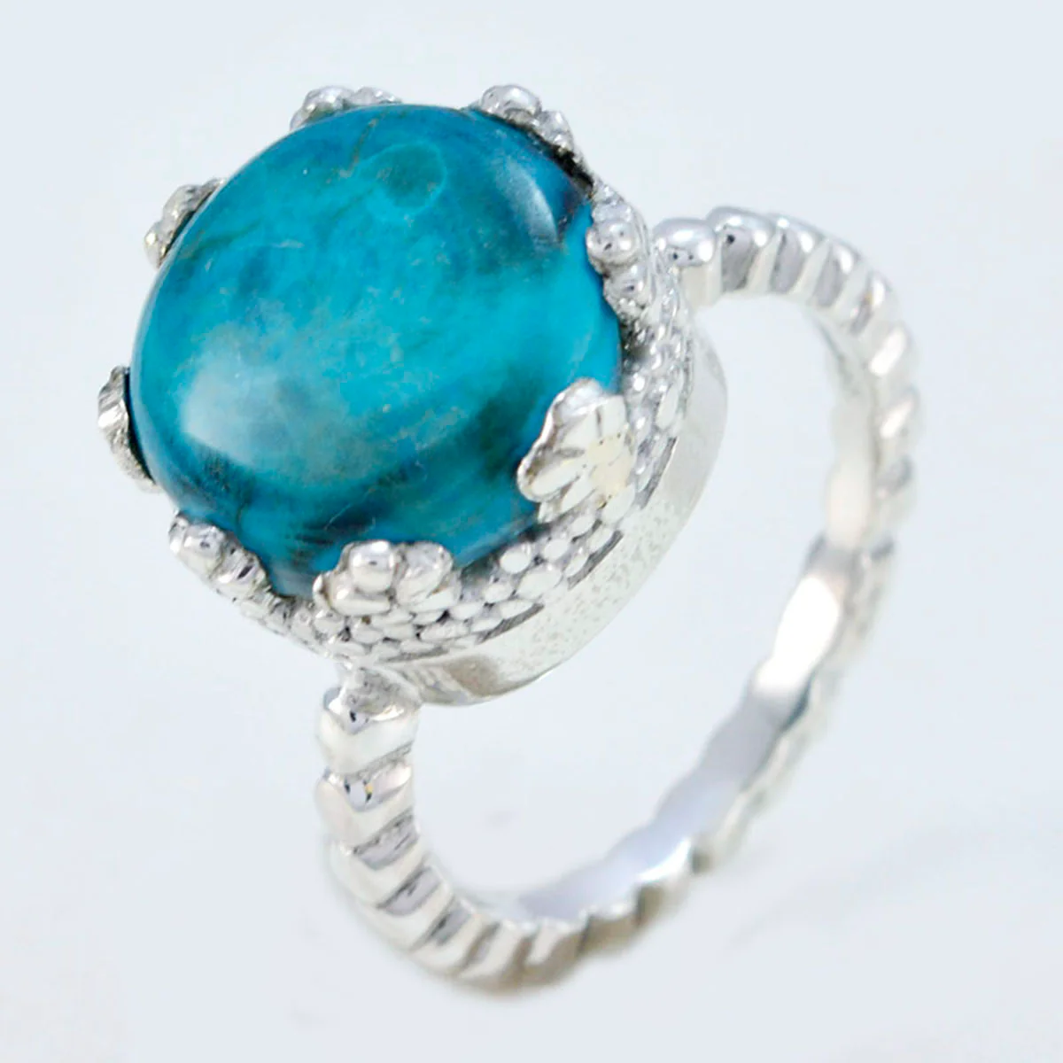 Turquoise Solitaire Indian Sterling Silver Blue Gems Slim Romantic Ring Jewelry - Image 2