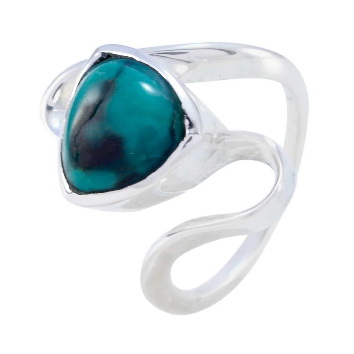 Turquoise Solitaire Russian 92.5 Silver Blue Gemstone Slim Geometric Ring Jewellery - Image 3