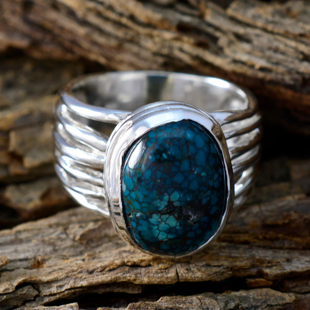 Turquoise Solitaire Spanish 92.5 Silver Blue Gems Statement Armor Ring Jewelry - Image 3