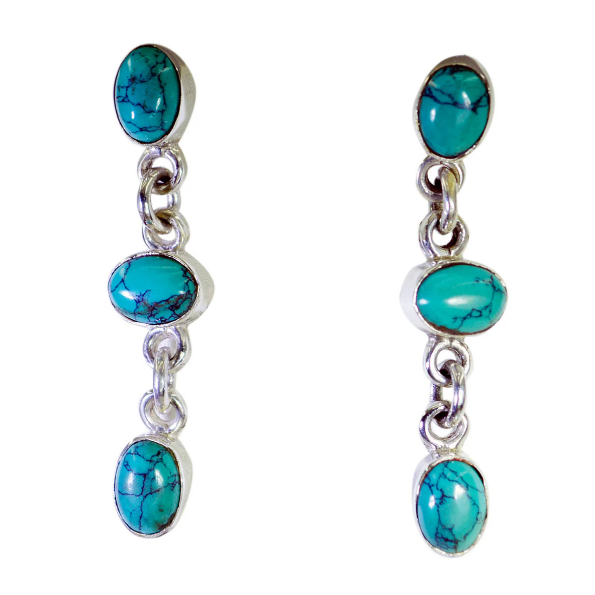 Turquoise Spanish Bella multiple Dangle Blue 92.5 Silver Earring - Image 2