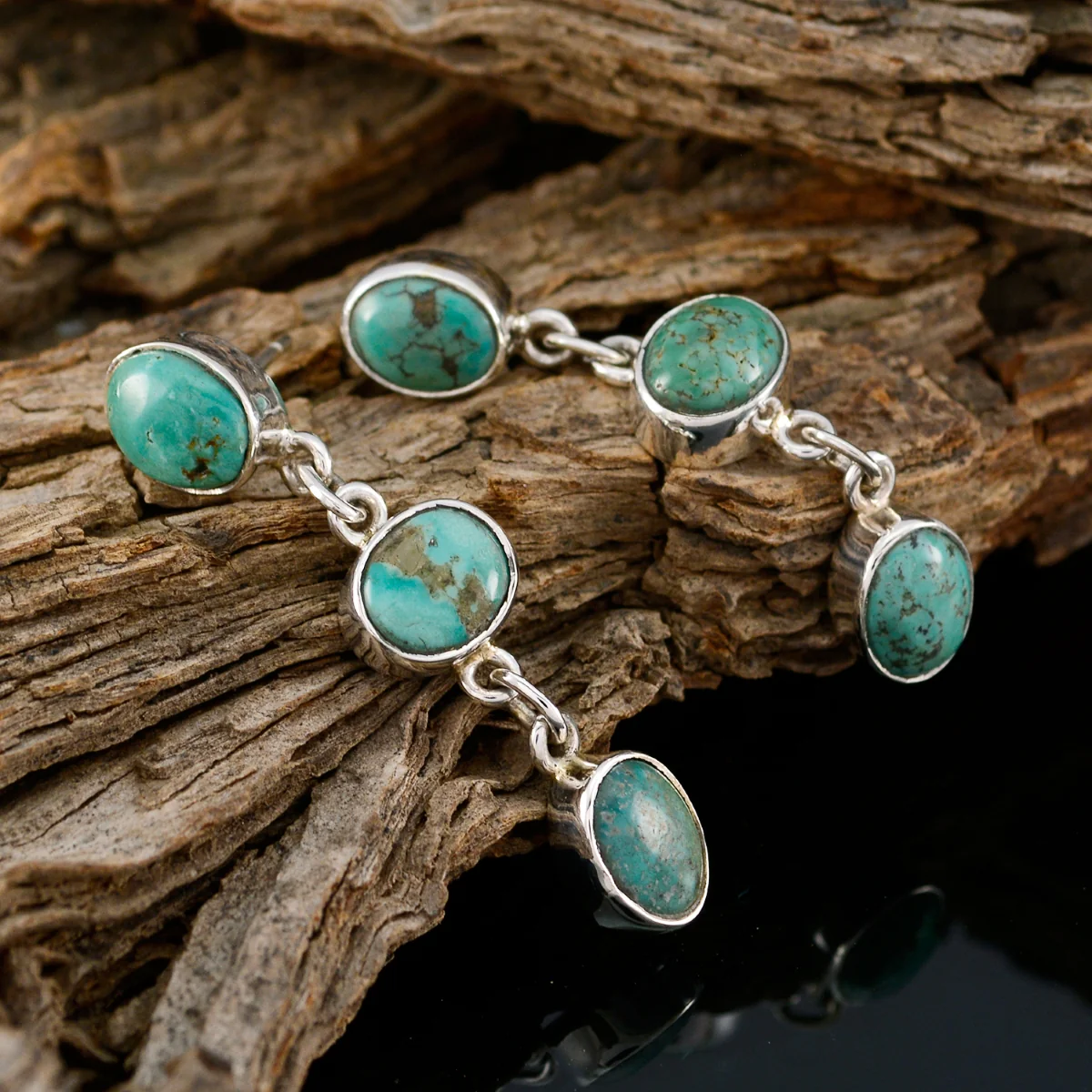 Turquoise Spanish Bella multiple Dangle Blue 92.5 Silver Earring - Image 4