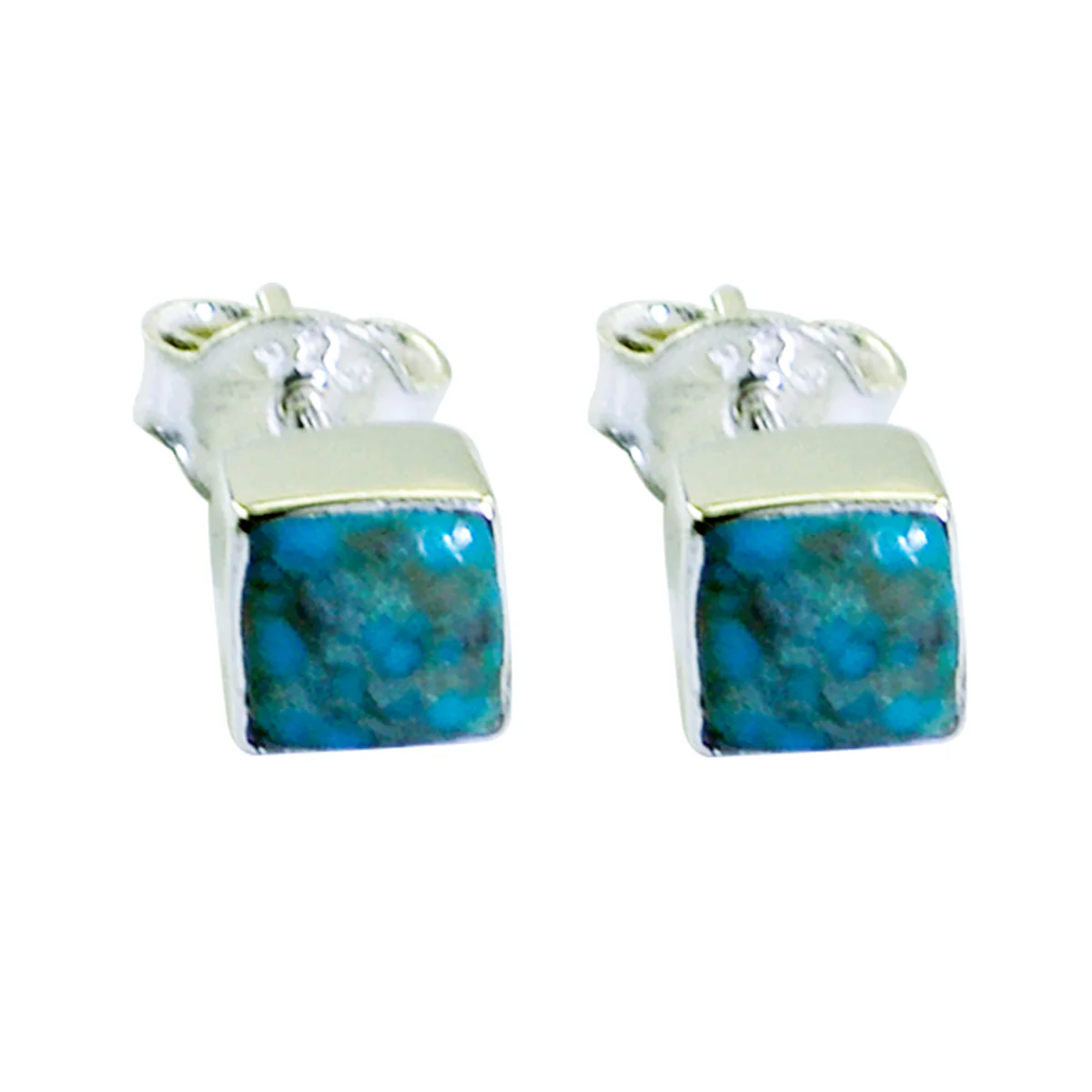 Turquoise Spanish Yuna Solitaire Stud Blue 925 Sterling Silver Earring