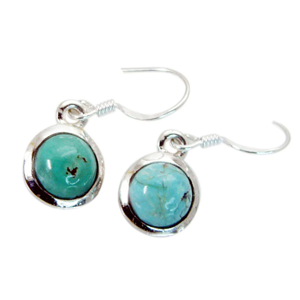 Turquoise Turkish Ella Solitaire Dangle Blue Silver Earring - Image 3