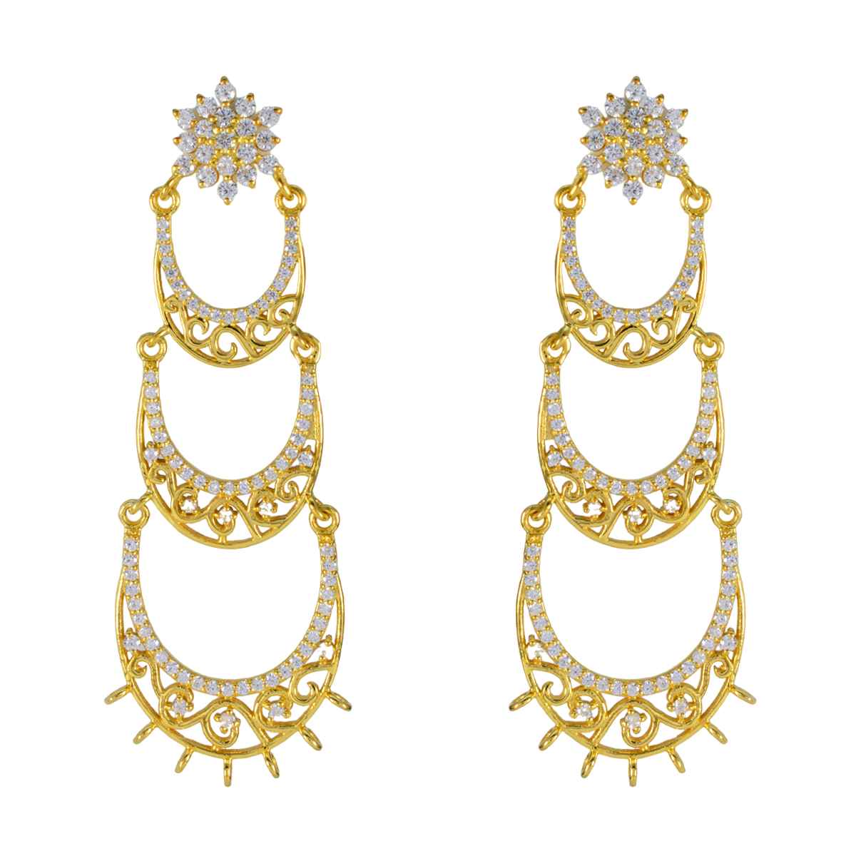 White CZ African Emily multiple Stud White 925 Silver Earring