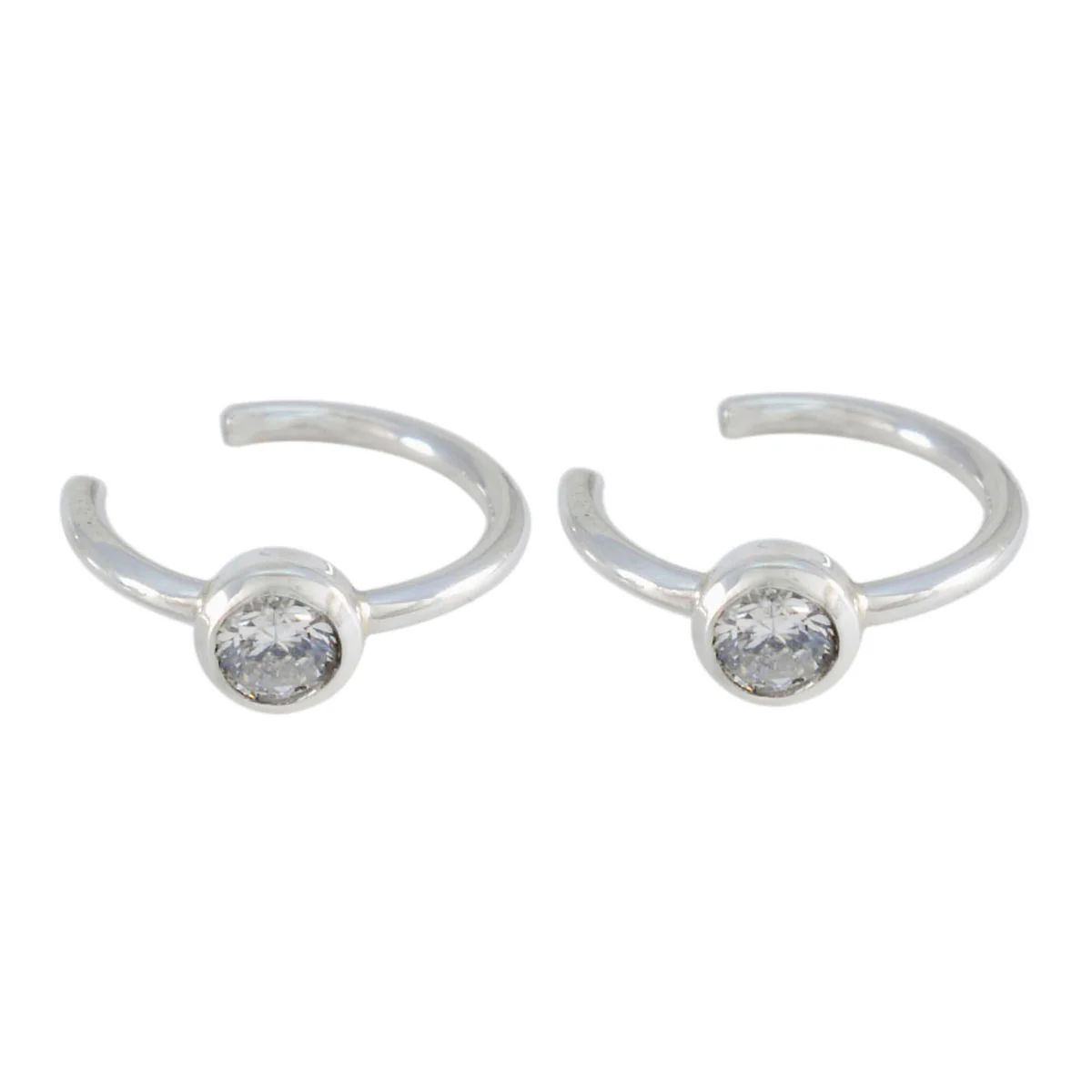 White CZ German Nova Solitaire Dangle White 925 Silver Earring - Image 2
