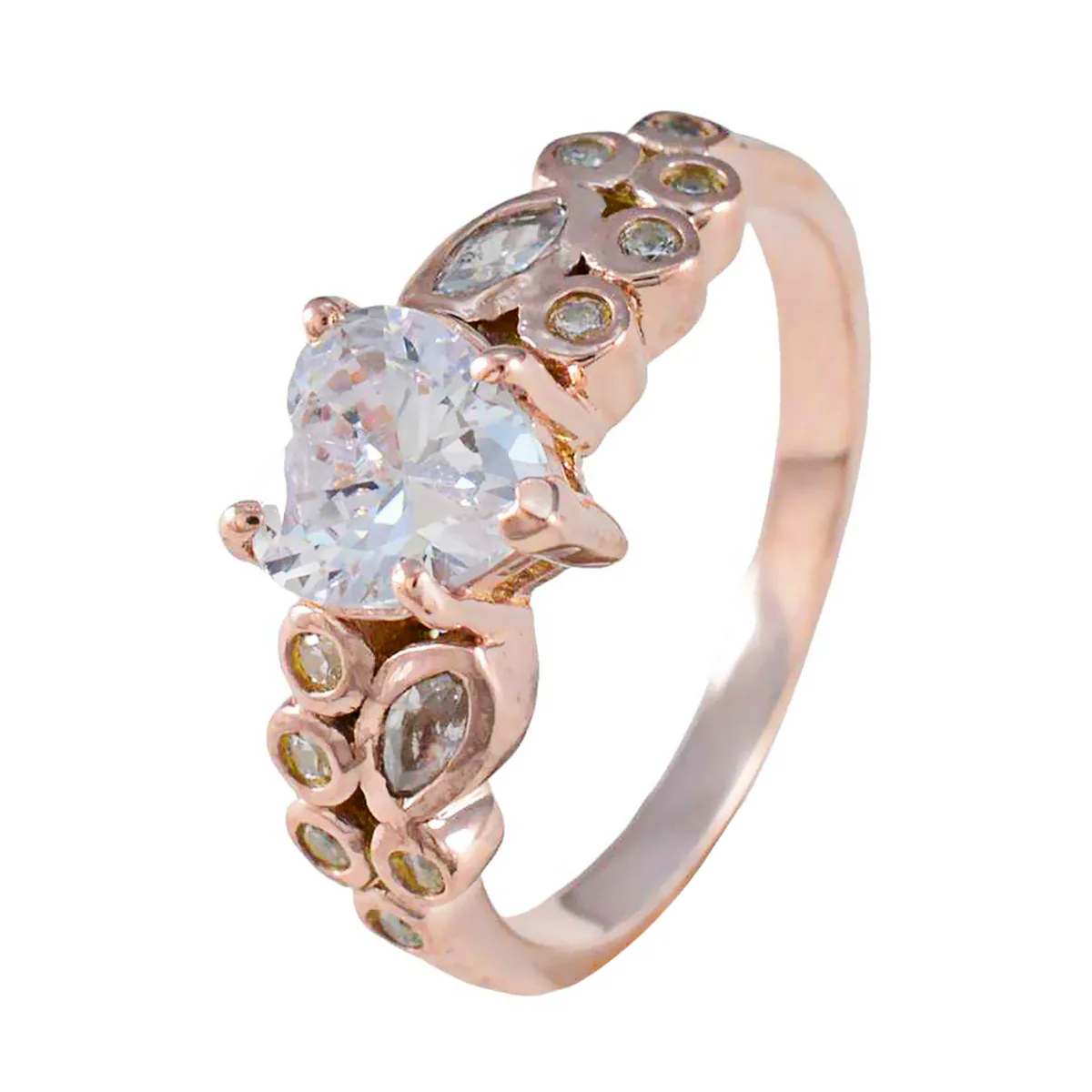 White CZ Halo American 92.5 Silver White Gems Whisper-thin Heart Ring Jewellery - Image 2