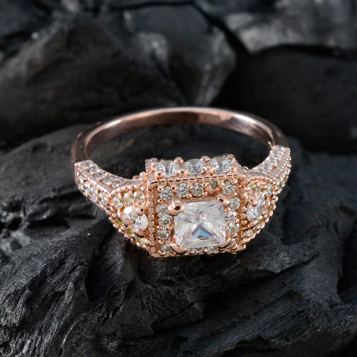 White CZ Halo American 925 Silver White Gems Slim wedding Ring Jewellery - Image 4