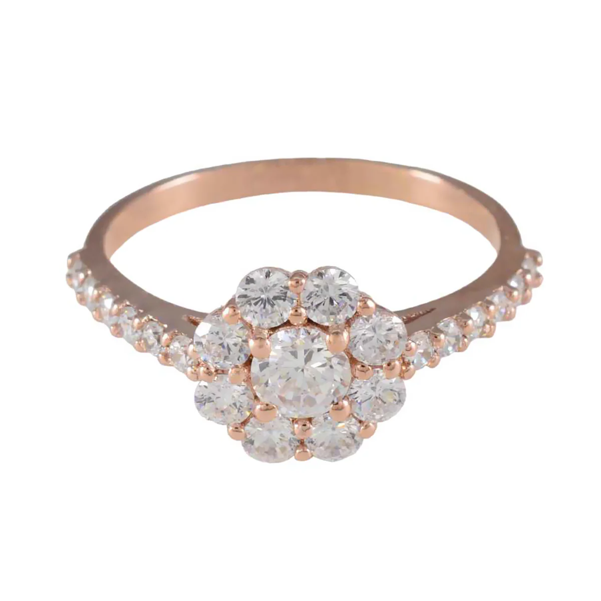 White CZ Halo Korean 925 Silver White Gemstone Delicate Graceful Ring Jewelry