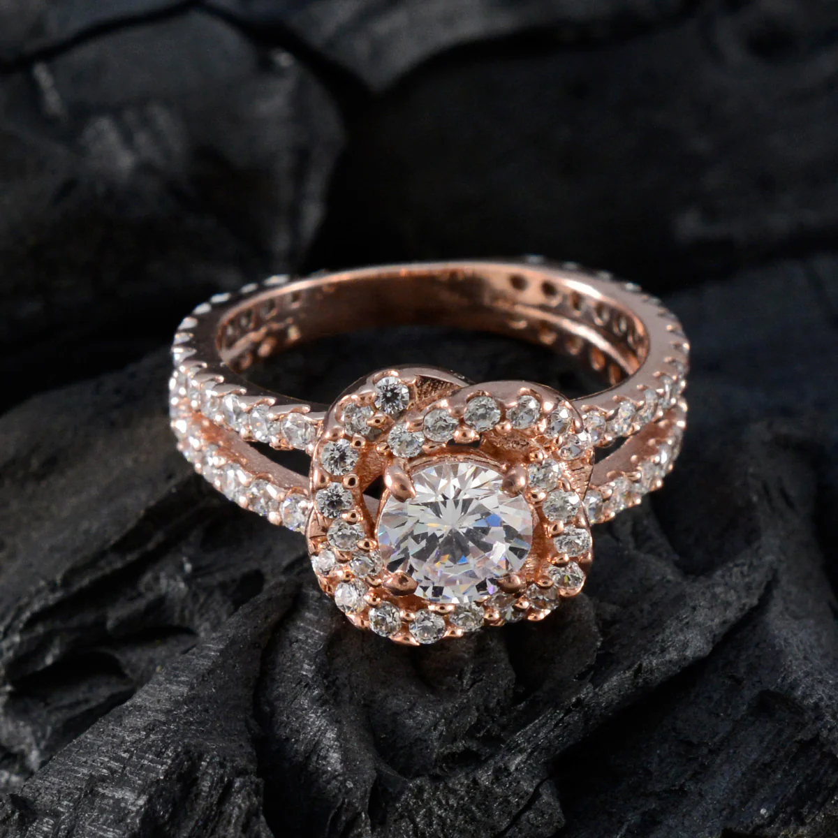 White CZ Halo Latin American 925 Silver White Gemstone Whisper-thin Engagement Ring Jewellery - Image 4