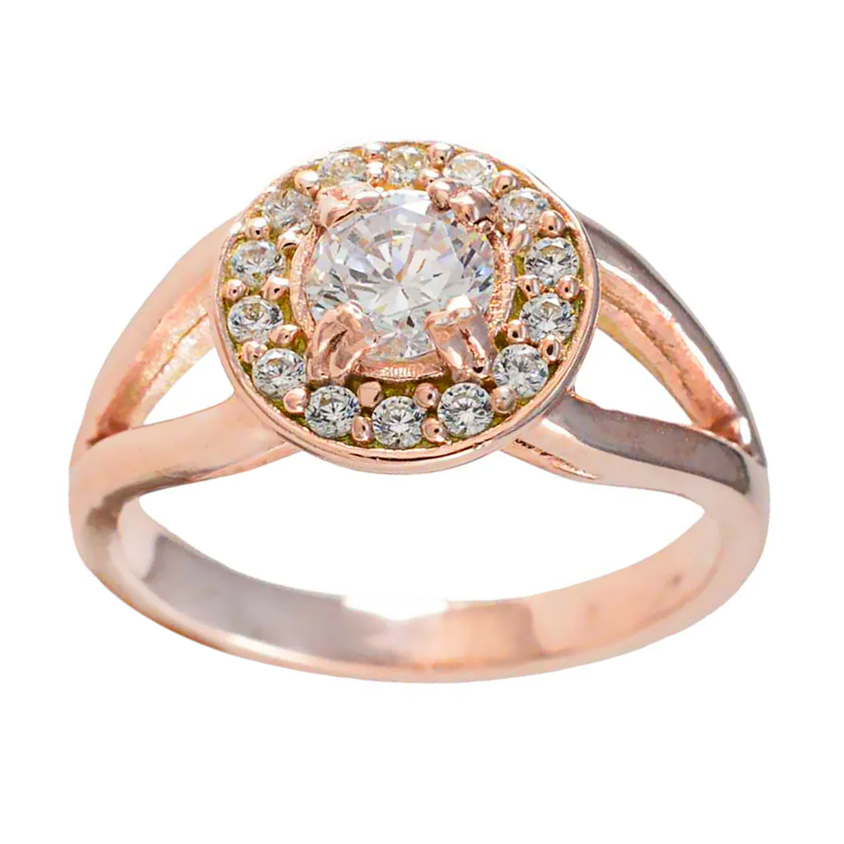 White CZ Halo Latin American Silver White Gemstones Whisper-thin propsel Ring Jewellery - Image 3