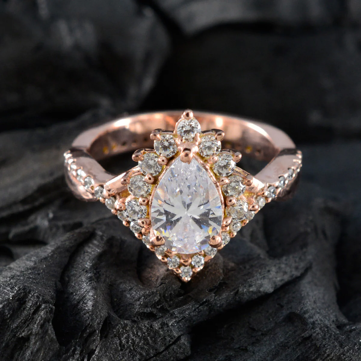 White CZ Halo Latin American Sterling Silver White Gemstone Whisper-thin wedding Ring Jewellery - Image 4