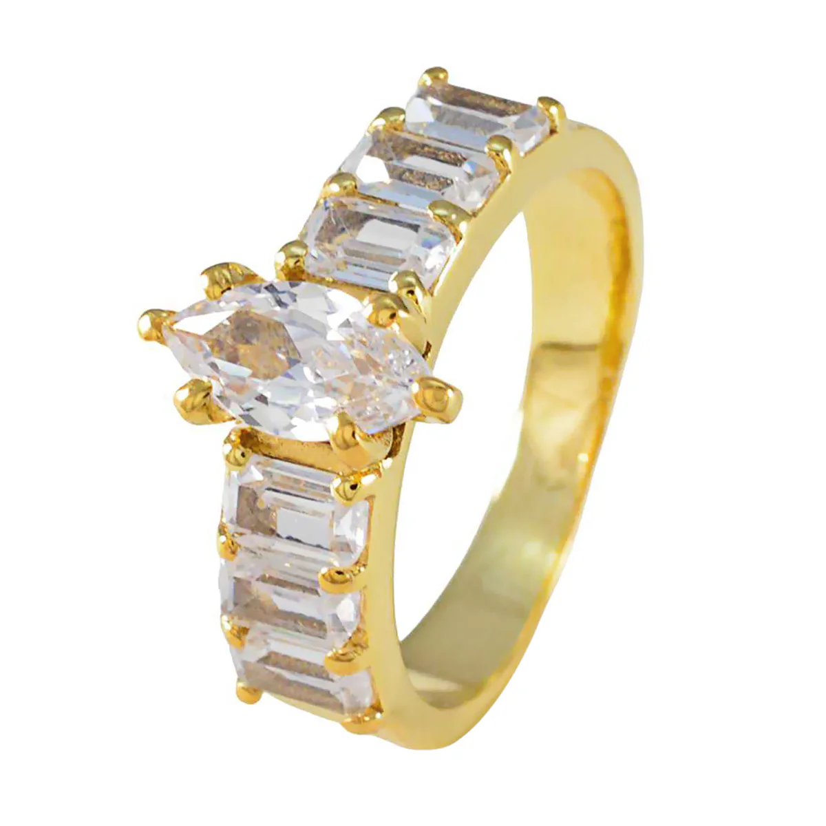 White CZ Hepta American Silver White Gems Slim Engagement Ring Jewellery - Image 2