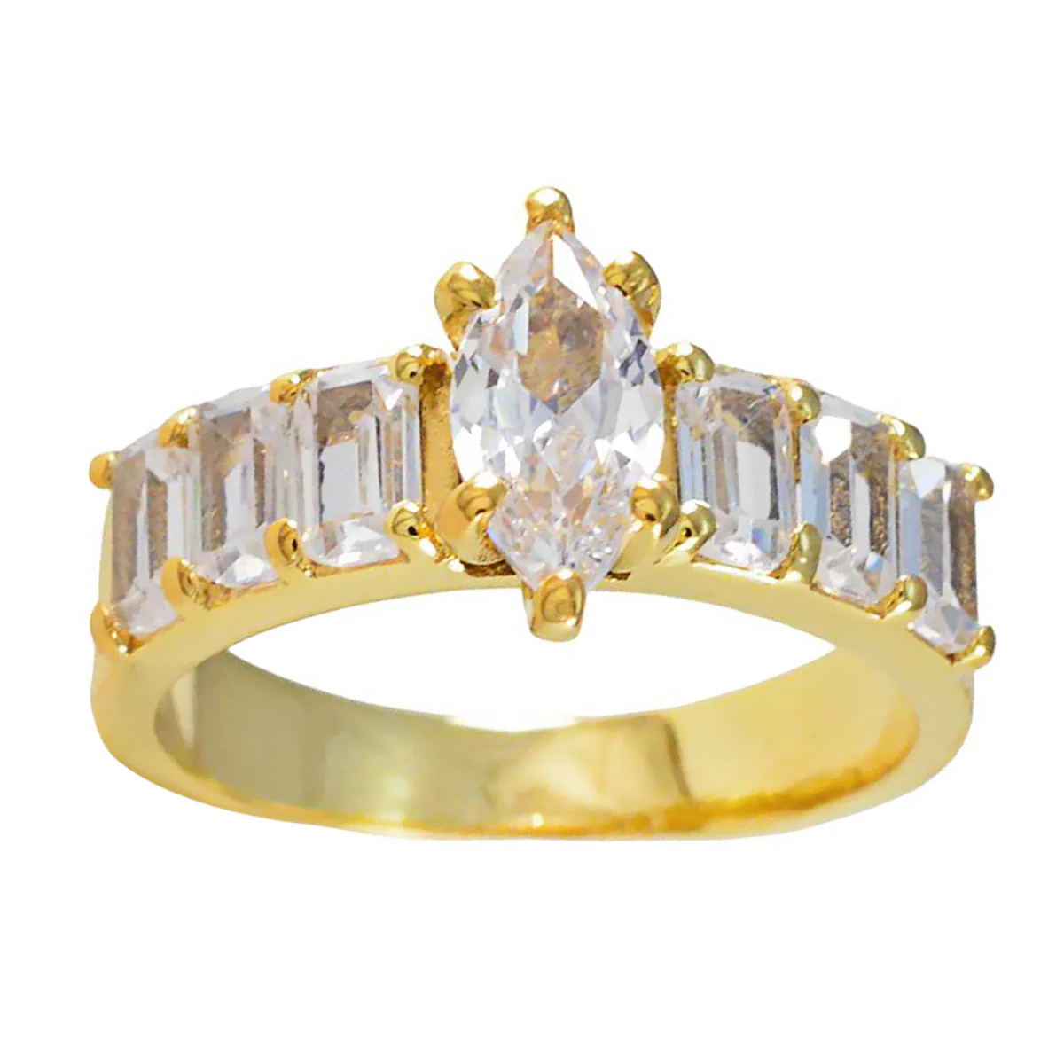 White CZ Hepta American Silver White Gems Slim Engagement Ring Jewellery - Image 3