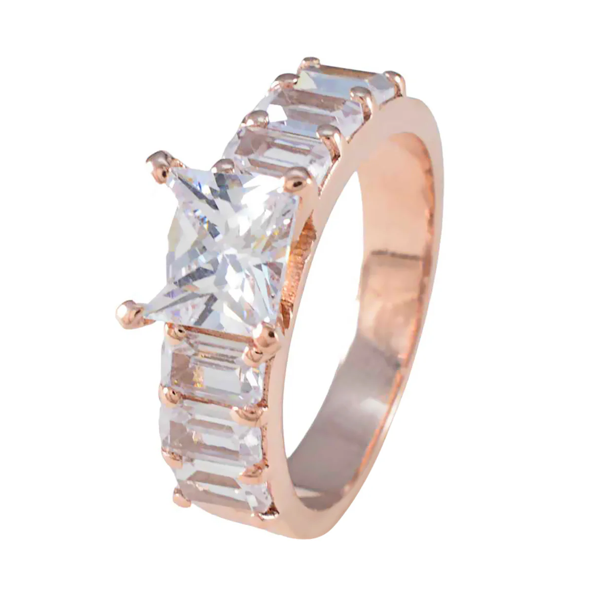 White CZ Hepta Korean Sterling Silver White Gemstone Slim wedding Ring Jewelry - Image 2