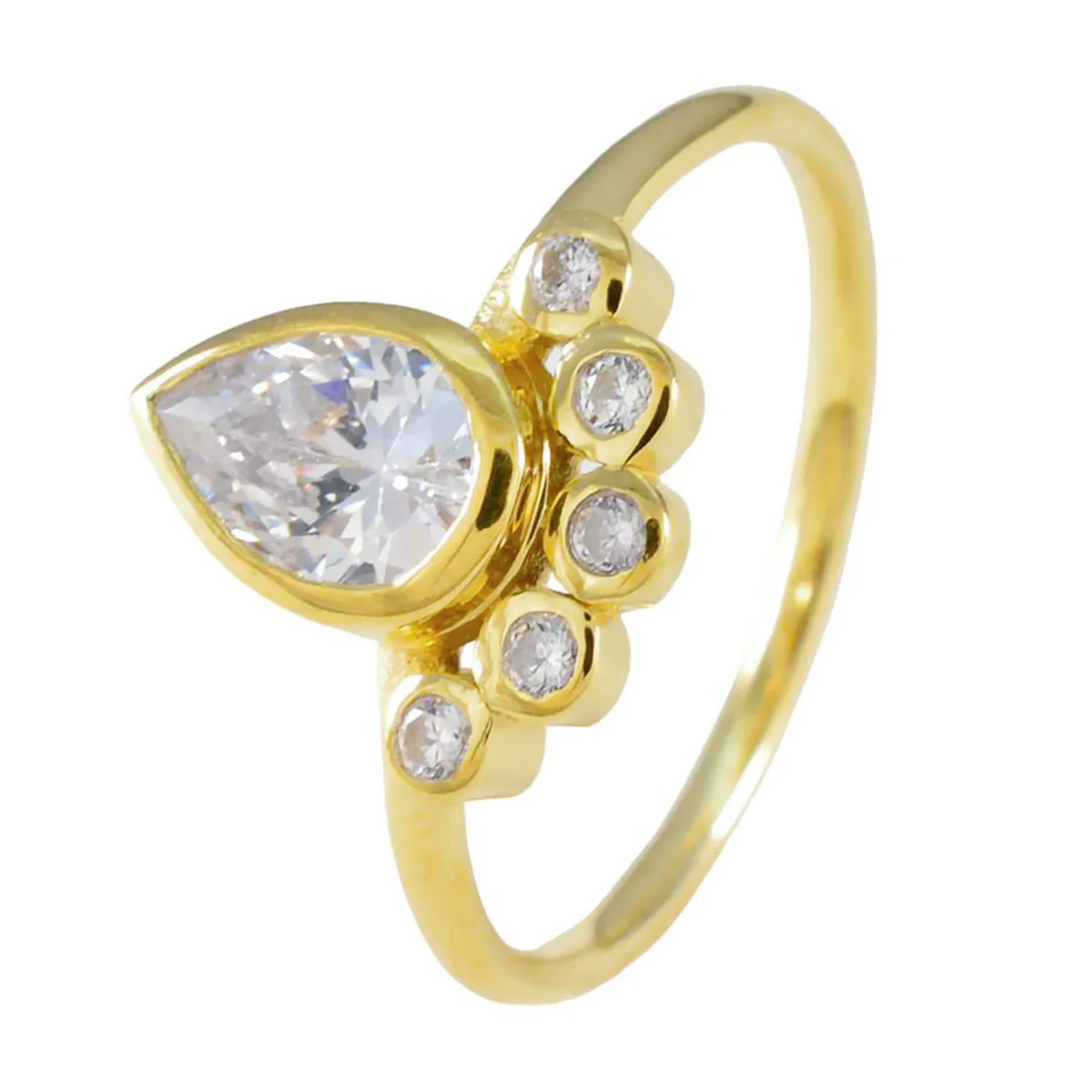 White CZ Hexa Korean Silver White Gems Delicate Luxurious Ring Jewelry - Image 2