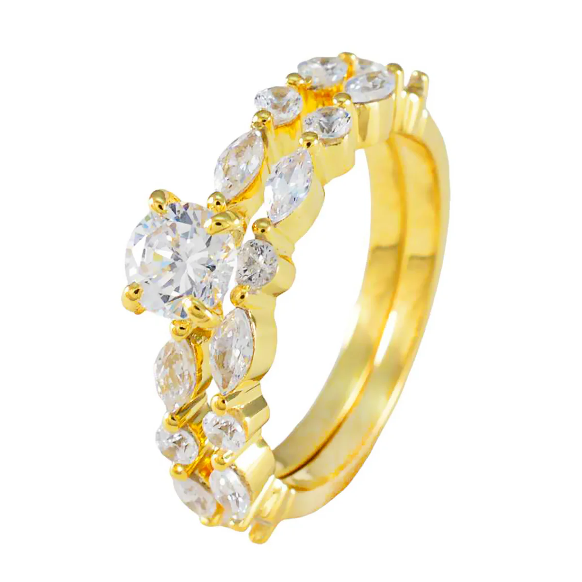 White CZ multiple Indian 925 Silver White Gems Whisper-thin wedding Ring Jewelry - Image 2