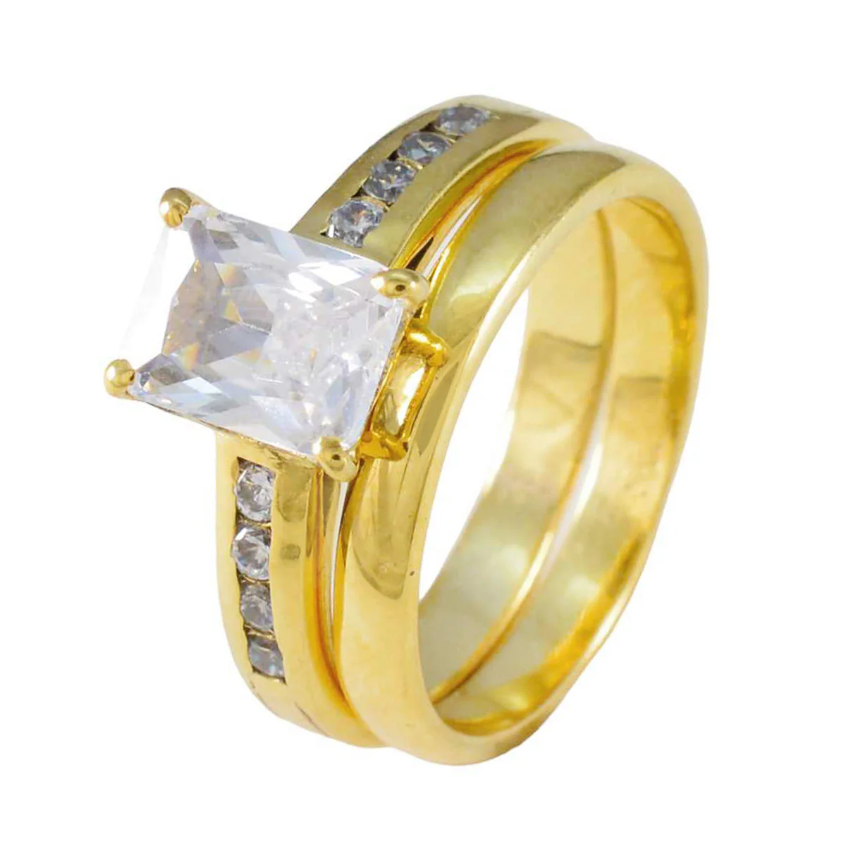 White CZ multiple Indian Silver White Gems Slim Contemporary Ring Jewelry - Image 2