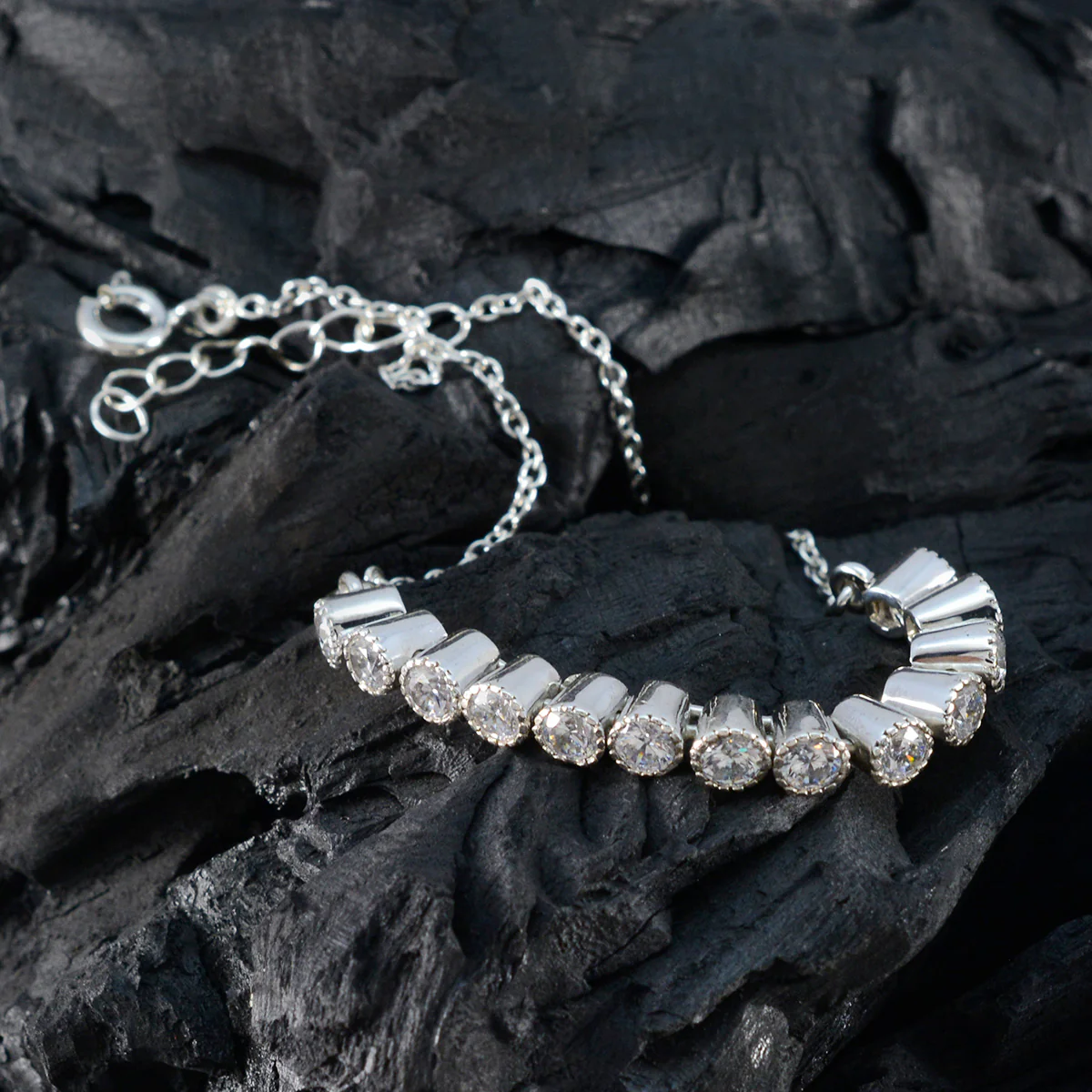 White CZ Nutella Day Whisper-thin White Sterling Silver Tennis Bracelet - Image 5