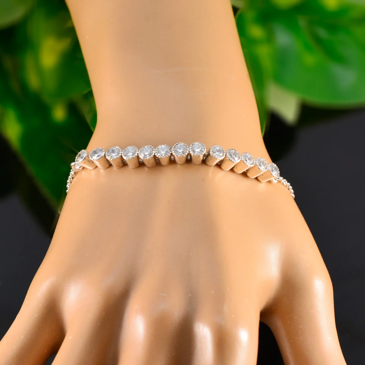 White CZ Nutella Day Whisper-thin White Sterling Silver Tennis Bracelet - Image 6