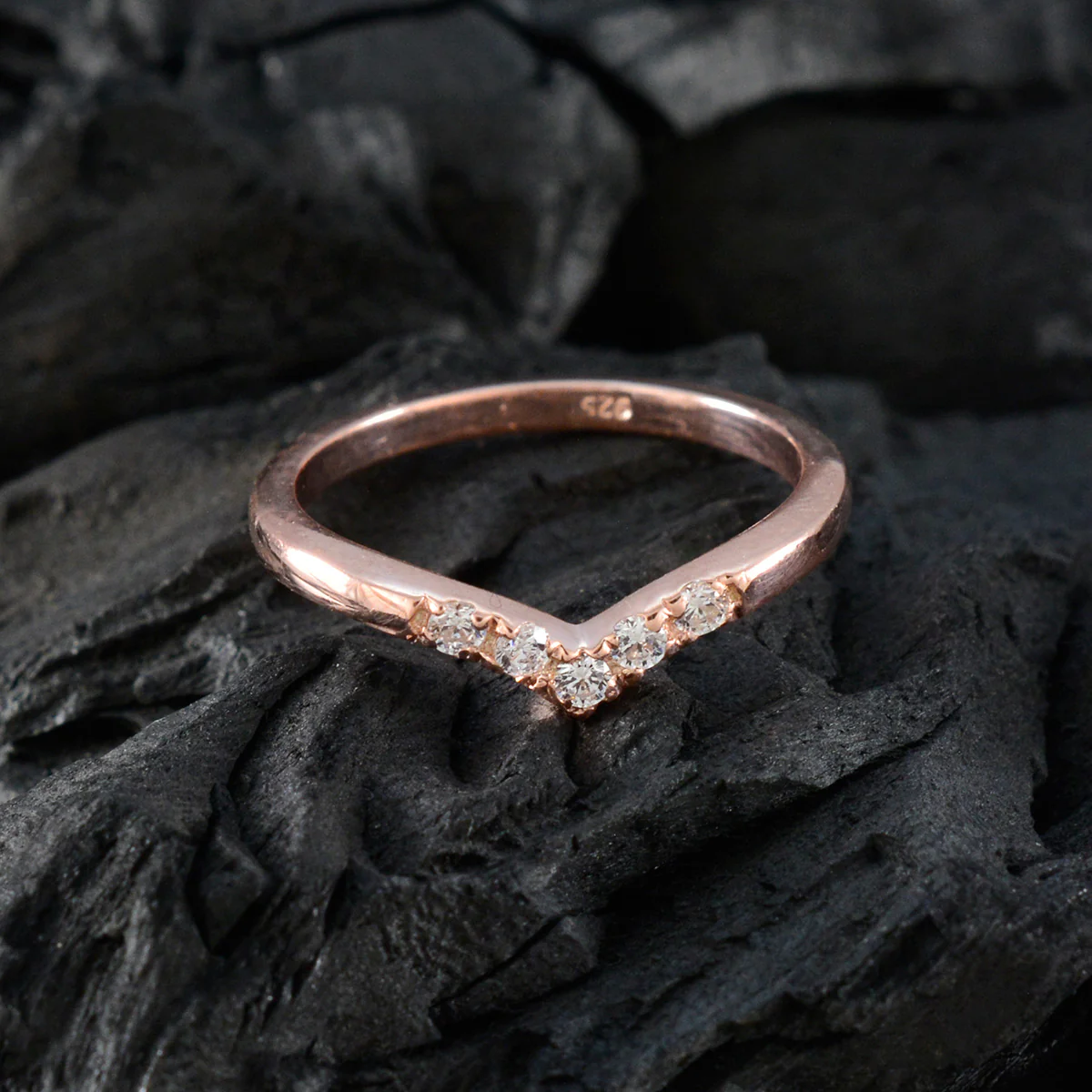 White CZ Penta Korean 925 Silver White Gemstones Minimalist Sophisticated Ring Jewelry - Image 4