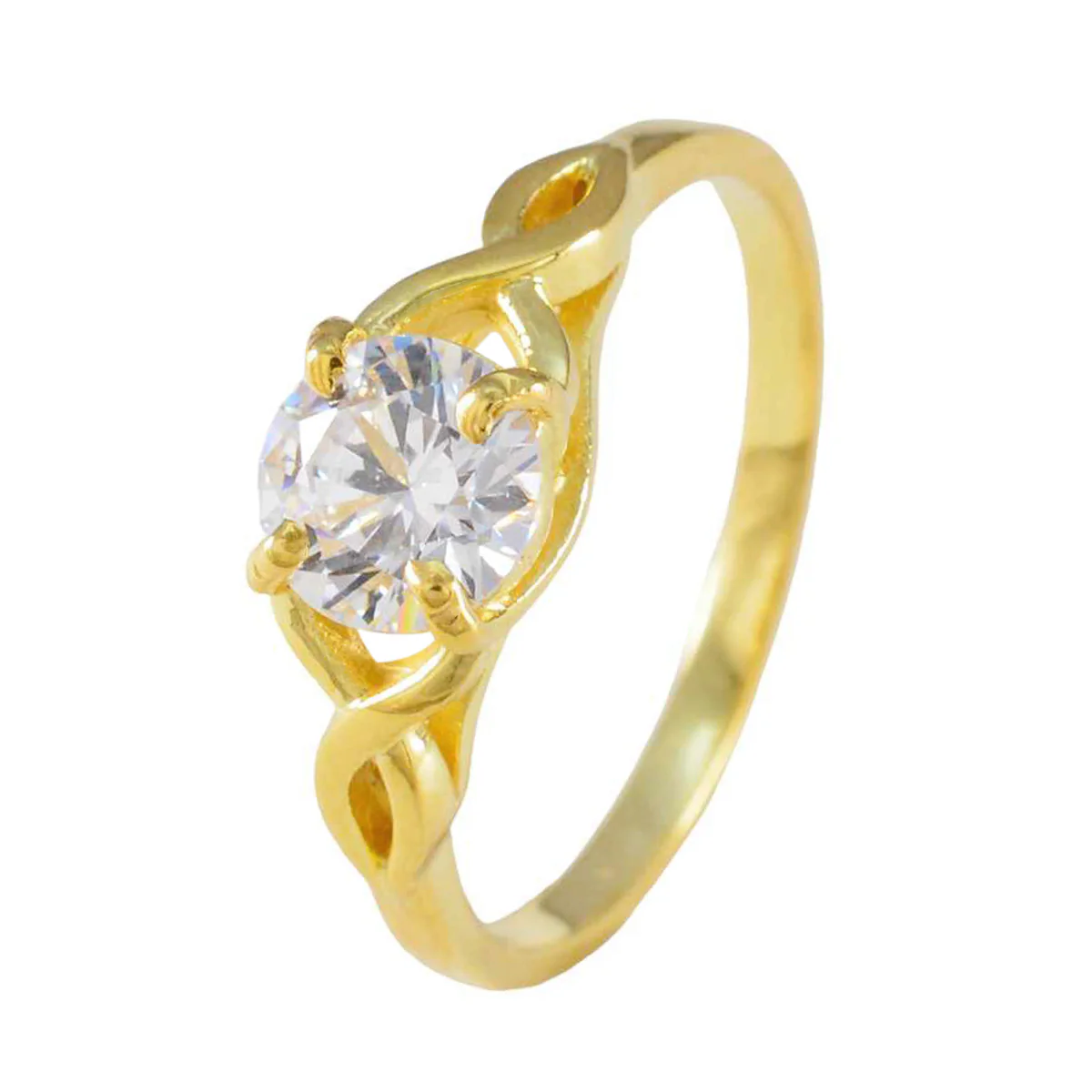 White CZ Solitaire American 925 Silver White Gemstones Delicate Abstract Ring Jewelry - Image 2
