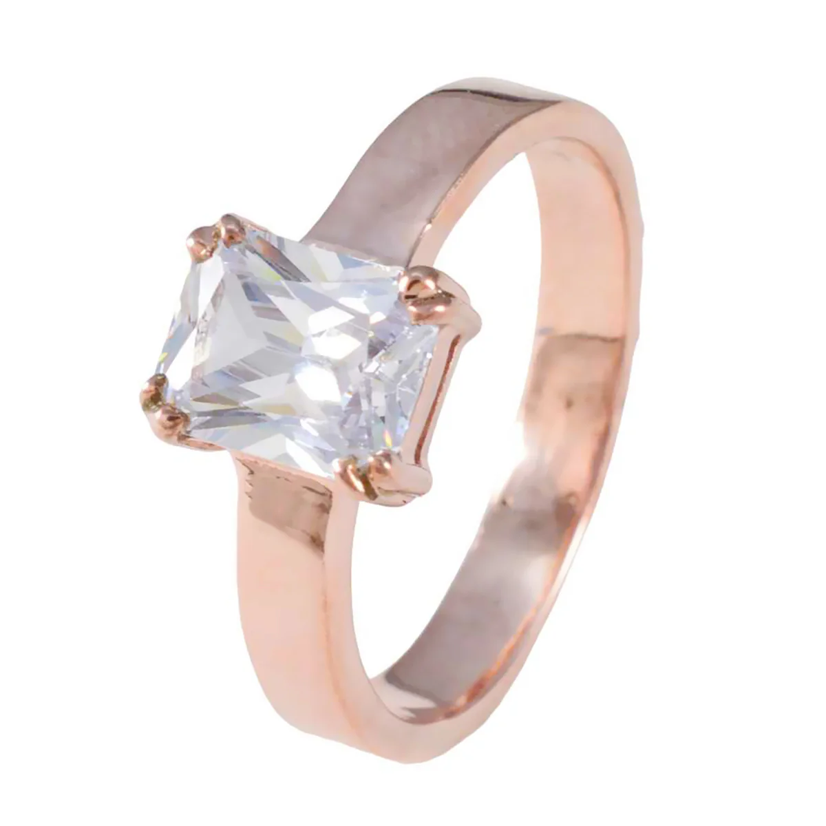 White CZ Solitaire American Sterling Silver White Gemstones Slim Engagement Ring Jewellery - Image 2