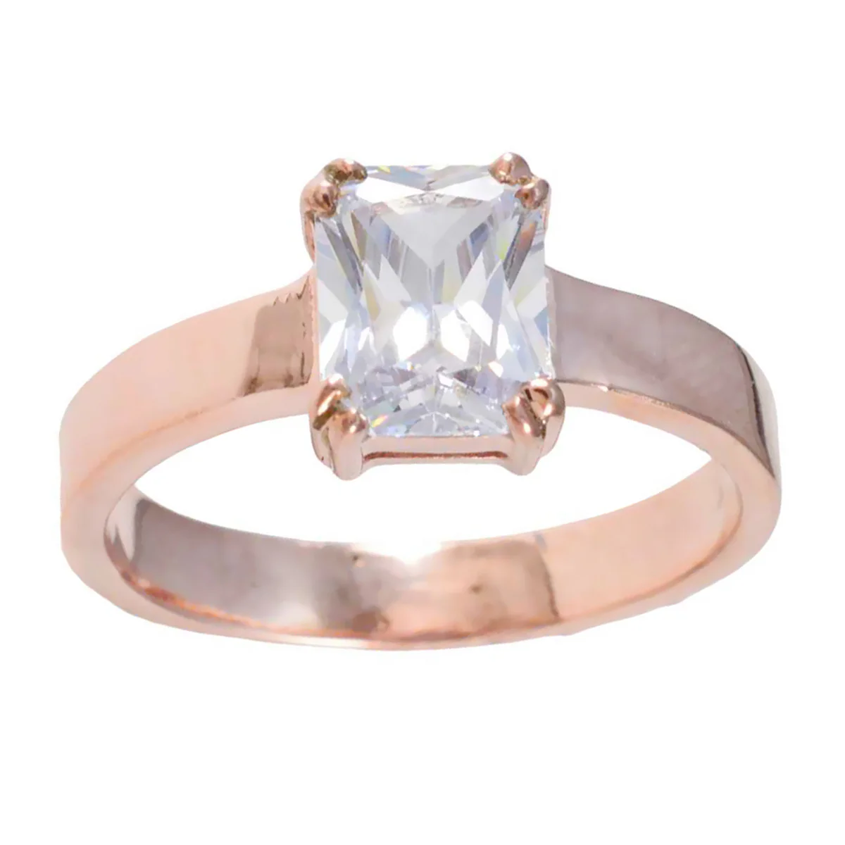 White CZ Solitaire American Sterling Silver White Gemstones Slim Engagement Ring Jewellery - Image 3