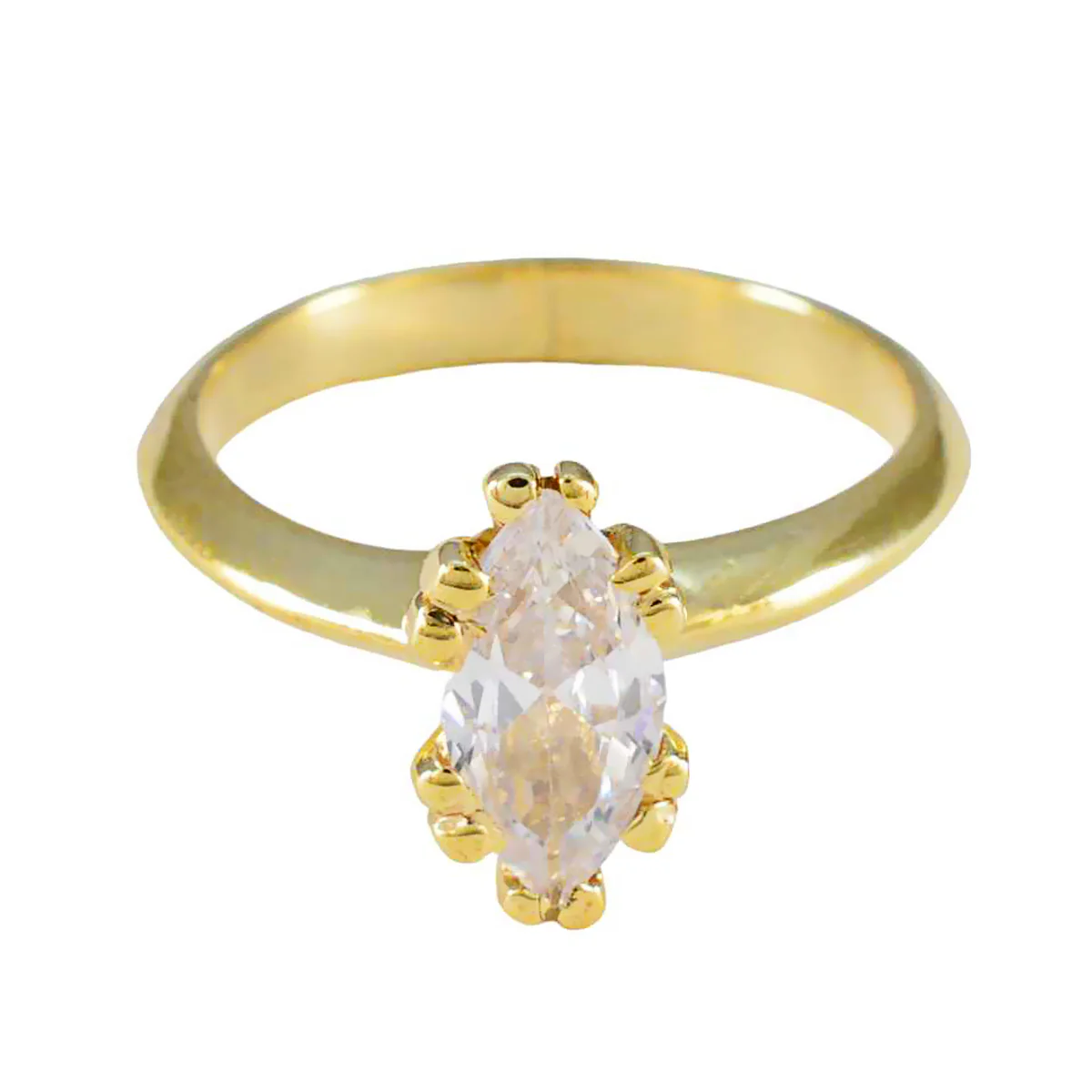 White CZ Solitaire Indian 925 Sterling Silver White Gems Minimalist Trendy Ring Jewellery