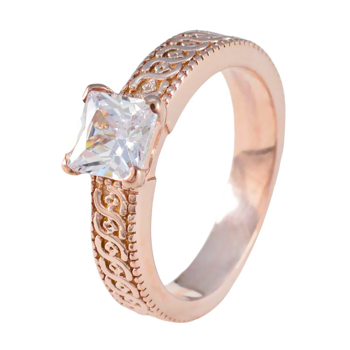 White CZ Solitaire Indian 925 Sterling Silver White Gemstones Slim Twist Band Jewelry - Image 2
