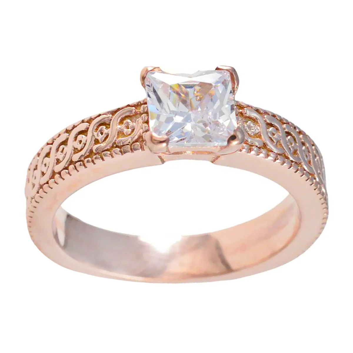 White CZ Solitaire Indian 925 Sterling Silver White Gemstones Slim Twist Band Jewelry - Image 3