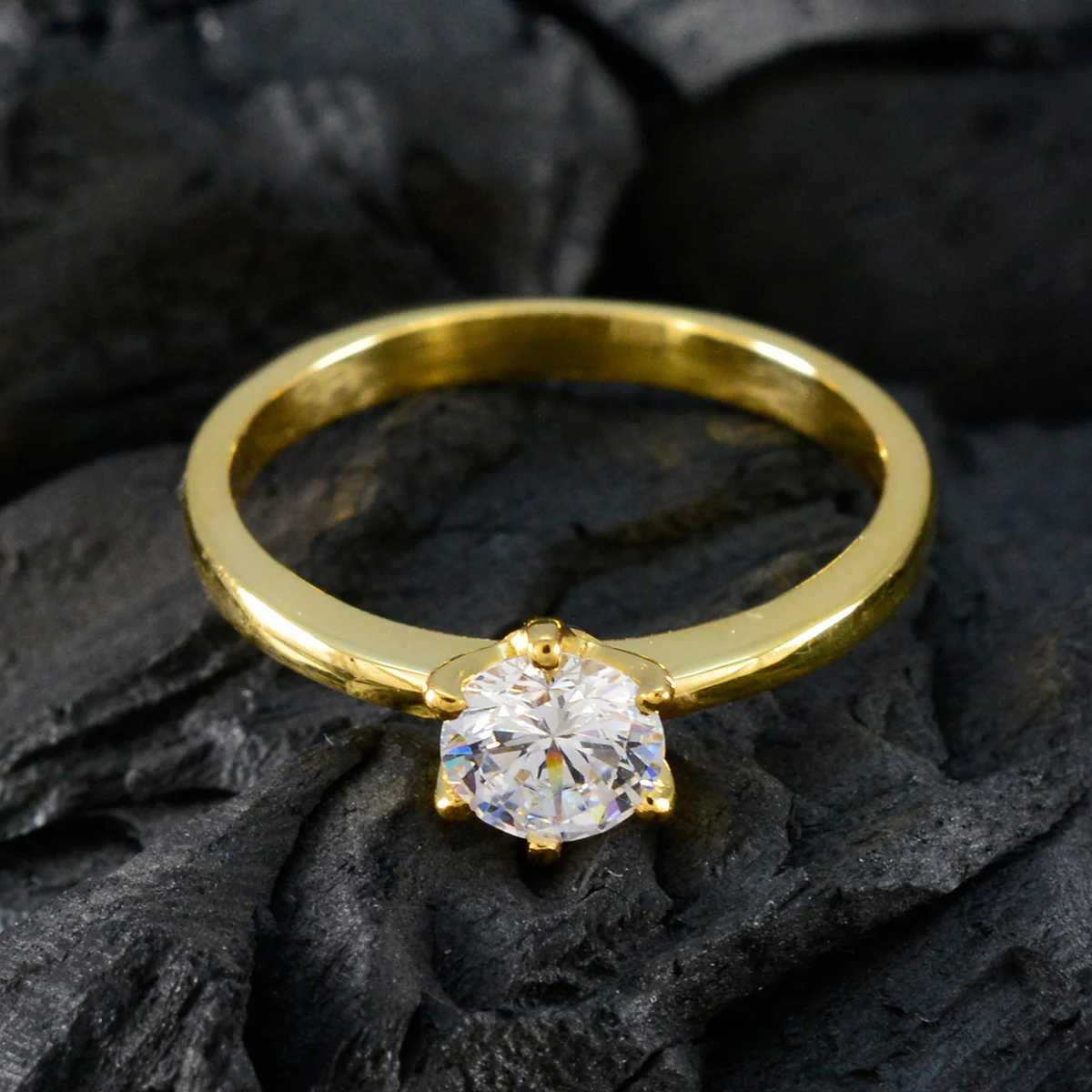White CZ Solitaire Korean 92.5 Silver White Gems Delicate Trendy Ring Jewellery - Image 4