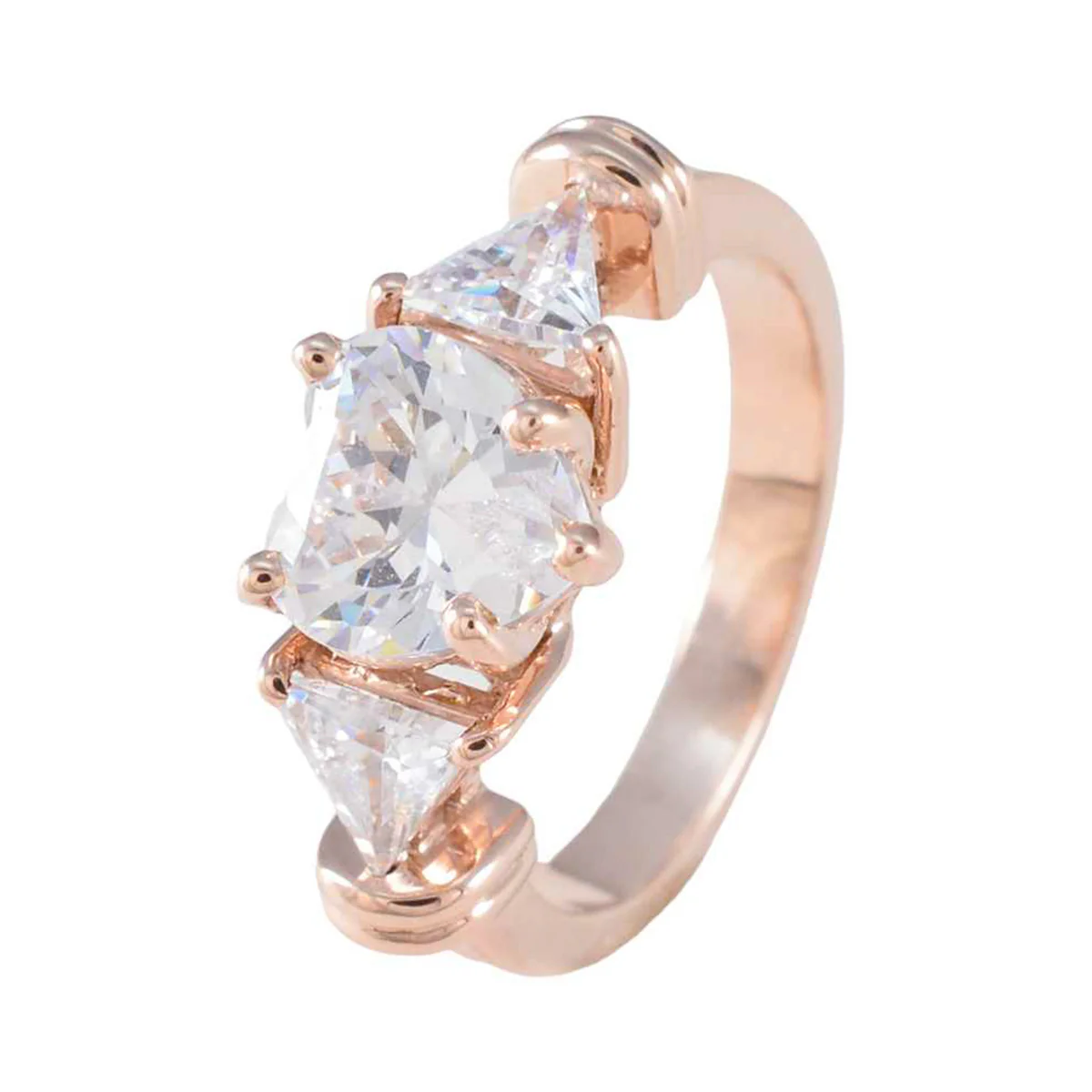 White CZ Trilogy Indian 92.5 Silver White Gems Slim Trendy Ring Jewelry - Image 2