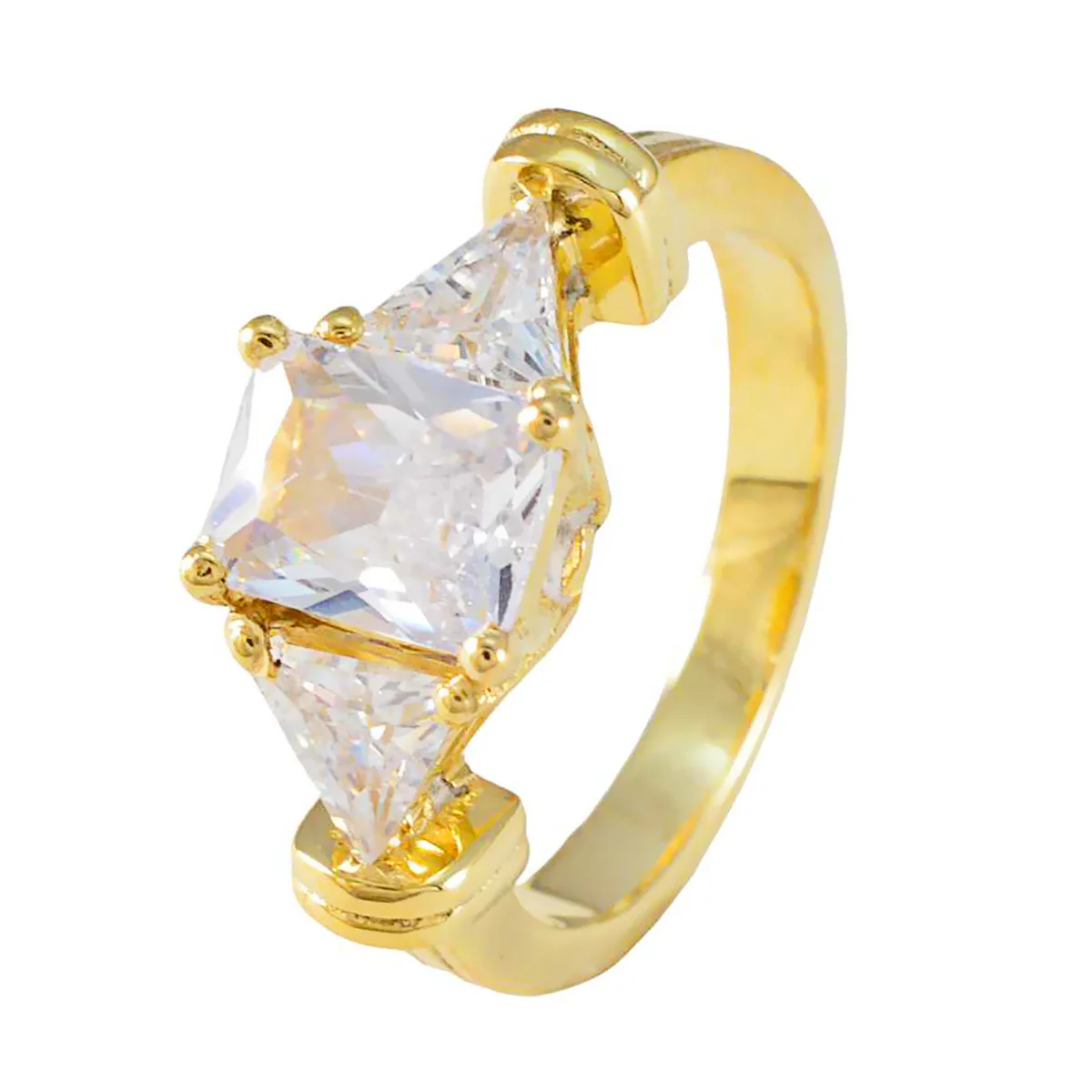 White CZ Trilogy Latin American 925 Silver White Gemstones Slim Contemporary Ring Jewellery - Image 2