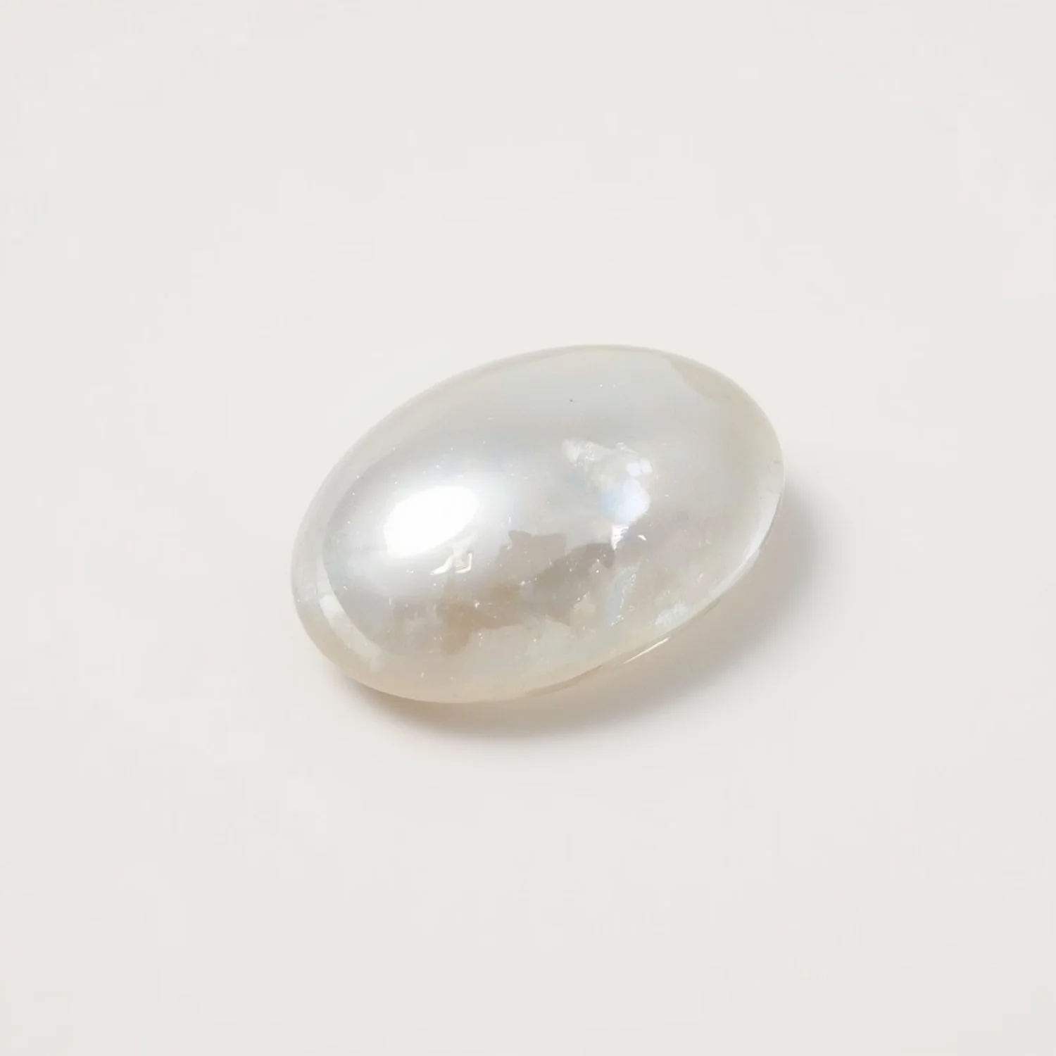 White Pearl 1PC Small 6x9 MM Oval Cabochon White Brilliant Precious Loose Gems
